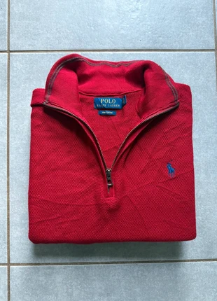 Pull Half zip 1/4 zip col camionneur Ralph Lauren | Taille M | Rouge | Logo brodé bleu, marke: Ralph Lauren, zustand: Sehr gut, größe: M, 50,00 €, 53,20 € inklusive Vinted-Käuferschutz