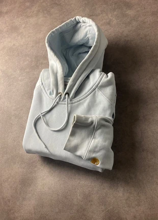 Sweat à capuche Carhartt bleu clair logo brodé - L, marque: Carhartt, état: Très bon état, taille: L / 40 / 12, 49,90 €, 53,10 € Protection acheteurs (Pro) incluse