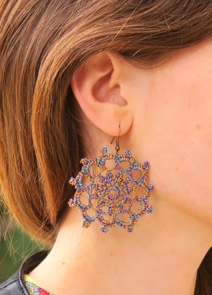 Boucles d'oreilles oversize, creoles mandala, multicolores, neuves , brand: DreamcatcheuseArt, condizioni: Nuovo senza cartellino, €25.00, €26.95 include la Protezione acquisti Pro