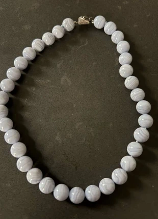 Important collier neuf de boules de calcédoine bleues non traitées fermoir argent 925 bijouterie, brand: Bijouterie, condizioni: Nuovo senza cartellino, €150.00, €158.20 include la Protezione acquisti