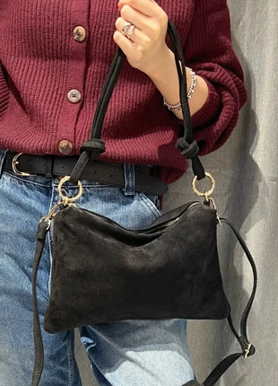 Sac bandoulière cuir daim noir syeko, brand: The Genuine Leather, condition: Very good, €38.00, €40.60 includes Buyer Protection Pro