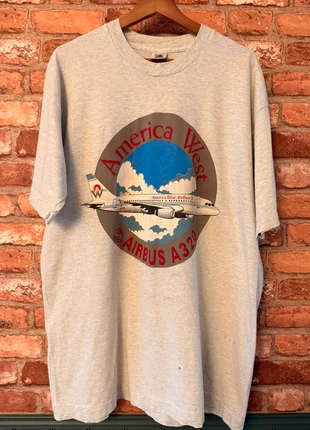 Vintage 90s Single Stitch 10year aniversary America West Airlines Airbus A320 t-shir, brand: American Vintage, condition: Good, size: XL, £12.00, £13.30 includes Buyer Protection Pro