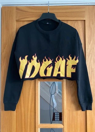 IDGAF flames and fire #misguided cropped jumper, brand: Missguided, condition: New without tags, size: XS / UK 4-6, £4.00, £4.90 includes Buyer Protection