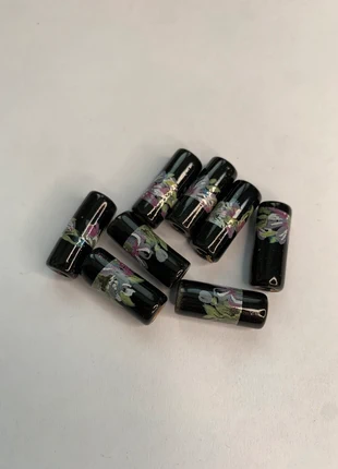 Perles tube fleuries noires, brand: perles, condition: Good, €1.25, €2.01 includes Buyer Protection