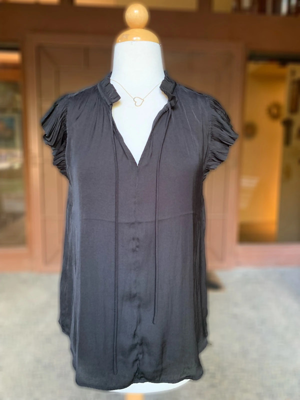 Black Sleeveless Blouse with tie front 1