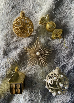 Lot de 5 ornements / boules Sapin de Noël christmas doré vintage, brand: Noël, condition: Very good, €8.00, €9.10 includes Buyer Protection