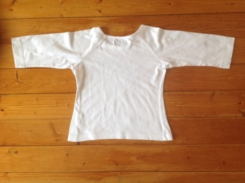 T-shirt manches 3/4 blanc avec petits strass sur le devant, JeanBourget, 6 ans 3