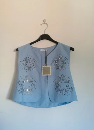 Chaleco azul con brillantes TU, marque: Made In Italy, état: Neuf avec étiquette, taille: Taille unique, 19,90 €, 21,60 € Protection acheteurs incluse