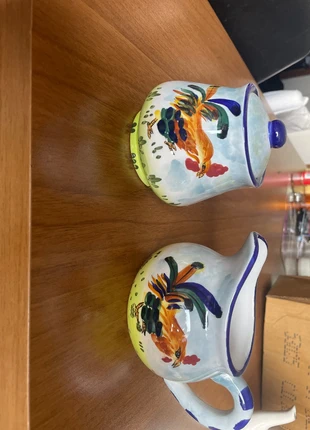 Set in ceramica dipinta a mano – Brocca e zuccheriera con gallo, marque: Mano, état: Neuf sans étiquette, 10,00 €, 11,20 € Protection acheteurs incluse