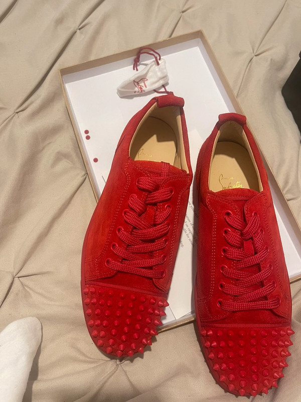 Christian Louboutin Louis Junior Spikes Flat Veau Velours GG Size 41 RED. Vinted