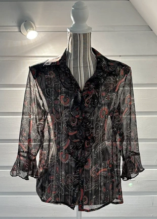 Chemisier transparent imprimé cachemire – Nathalie Andersen Création Damart – Taille 42, marque: Damart, état: Très bon état, taille: XL / 42 / 14, 12,00 €, 13,30 € Protection acheteurs incluse