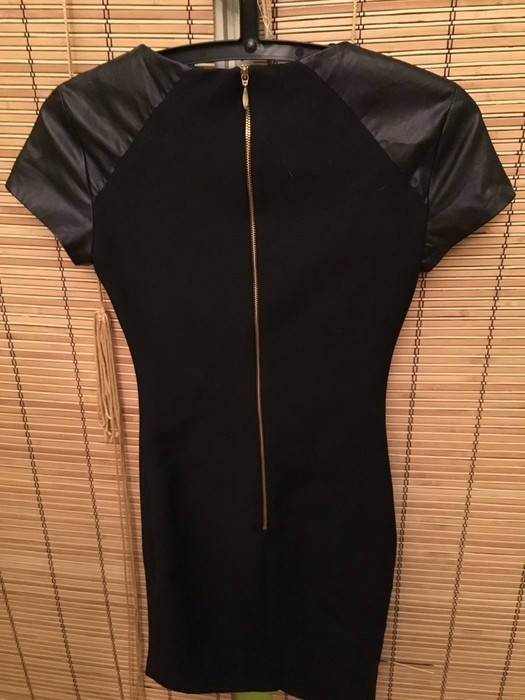 Robe habillée noir coton & cuir Zara 1