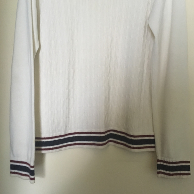 Pull blanc & rayures col V (Taille XL/XXL-Autre) Neuf 4