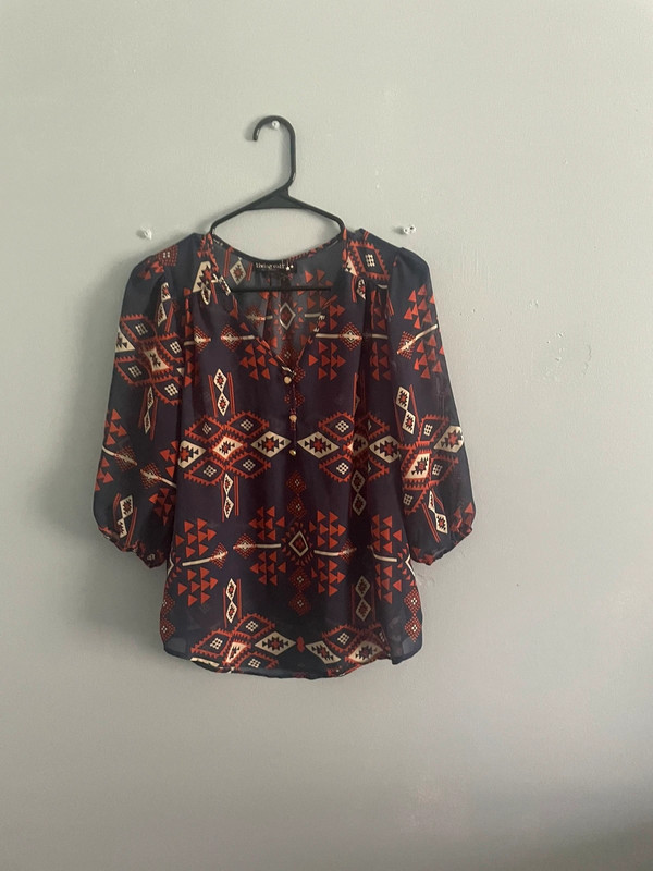 Navy blue and orange blouse 1