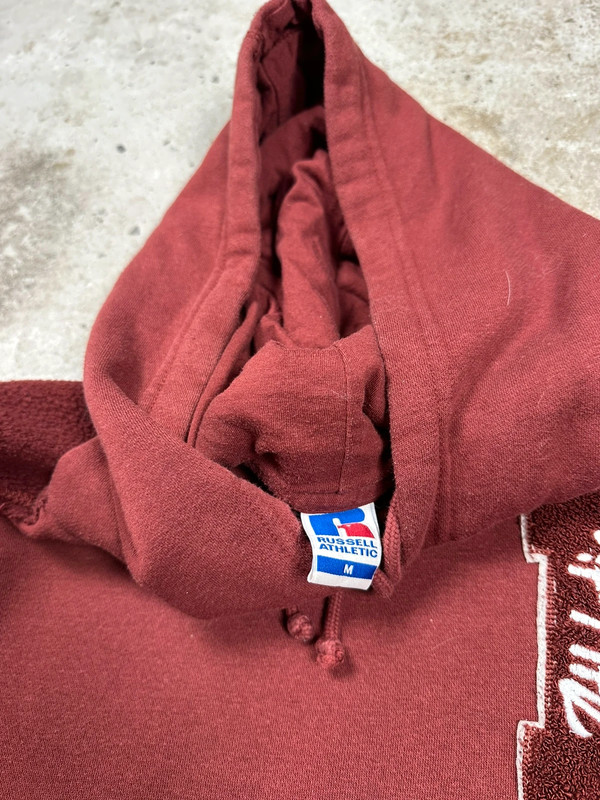 Vintage y2k Russell Athletic Burgundy Hoodie Fleece Sherpa