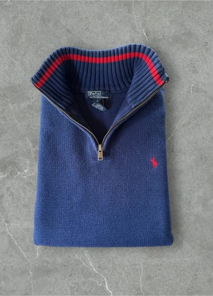 Half zip / 1/4 zip col camionneur Ralph Lauren marine logo rouge taille L, brand: Ralph Lauren, condition: Very good, size: L, €43.00, €45.85 includes Buyer Protection Pro