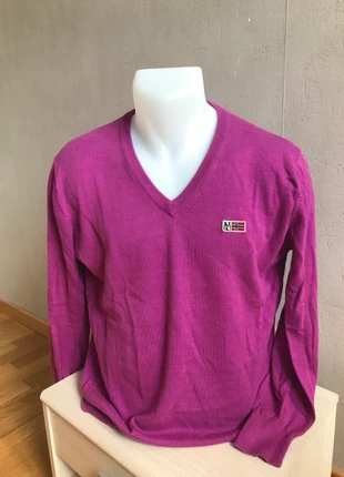 Pull col en V couleur fuchsia 100% coton, marque: Napapijri, état: Très bon état, taille: S, 6,00 €, 7,00 € Protection acheteurs incluse