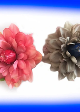 Dahlia Fleur Barrette Broche Rose ou Gris Bleu Pin Up Mariage Noce Boutonnière Rockabilly, merk: PIN-UP, staat: Nieuw zonder prijskaartje, € 5,00, € 5,95 inclusief Kopersbescherming
