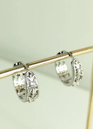 Silver diamond studded hoop earrings, condition: New without tags, £12.00, £13.30 includes Buyer Protection Pro