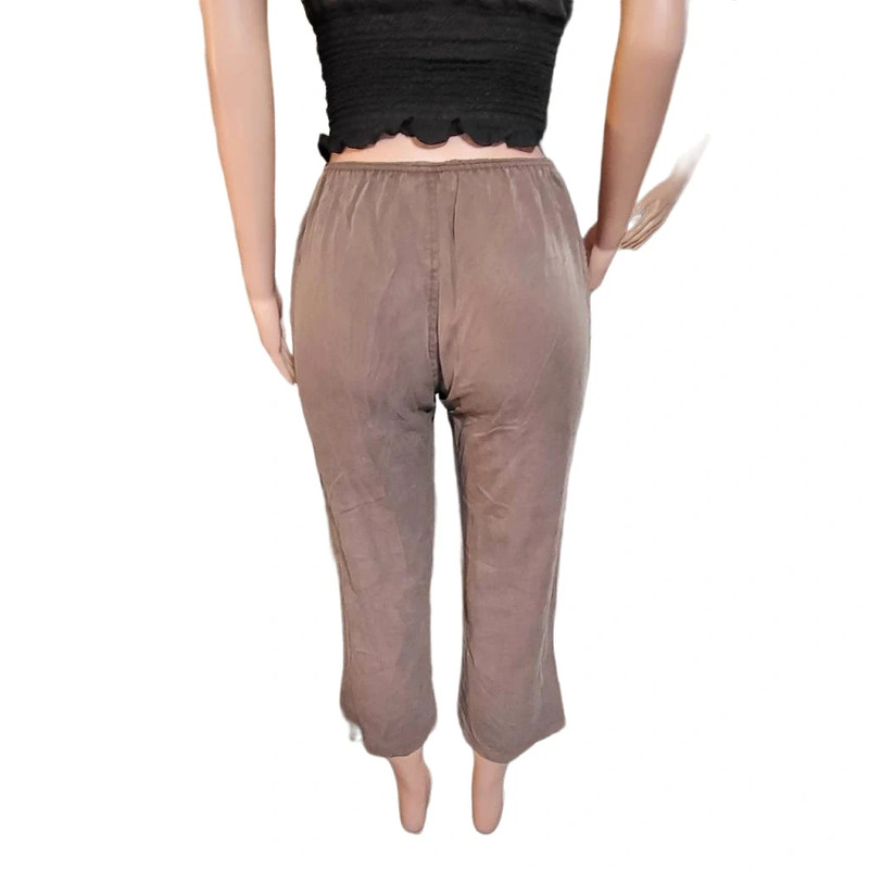 Pulp brown tencel mid rise pull-on cropped pants M 3