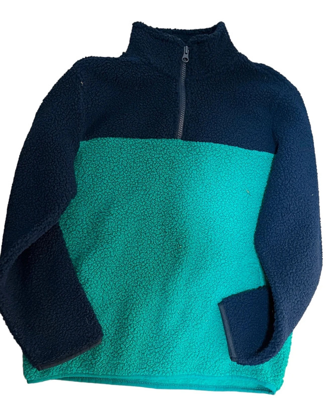 Old Nave Navy And Teal Fleece Sweater Size Large (10-12) 1