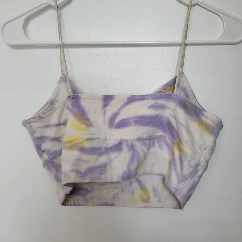 purple/yellow/white tie dye bungee cropped cami 4