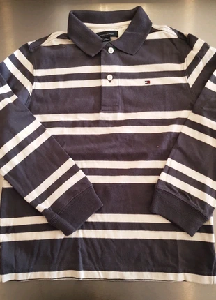 Laatste Tommy Hilfiger rugbypolo grijs en crème gestreept, maat 110 (nieuw), marca: Tommy Hilfiger, estado: Nuevo sin etiquetas, tamaño: 6 años / 116 cm, 19,00 €, 20,65 € Protección al comprador incluida