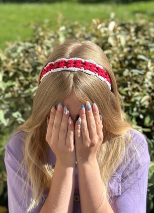 Bandeau fleur rouge / blanc 100% Coton, merk: Coton, staat: Nieuw met prijskaartje, maat: Universele maat, € 4,00, € 4,90 inclusief Kopersbescherming