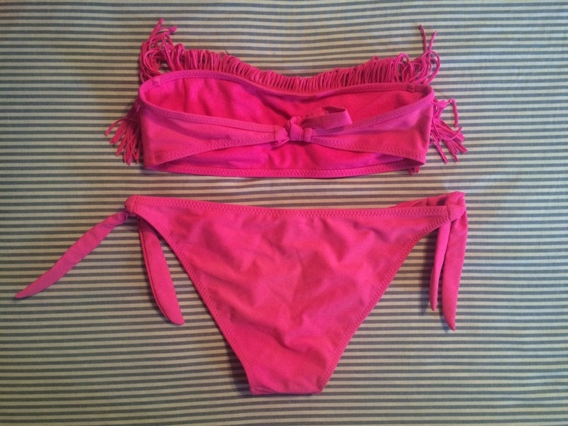 maillot de bain rose avec franges  2