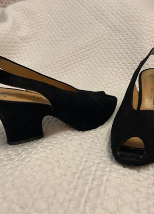 Escarpins Slingback Peep Toe Velours Noir, marque: Orcel, état: Bon état, taille: 37.5, 10,00 €, 11,20 € Protection acheteurs incluse