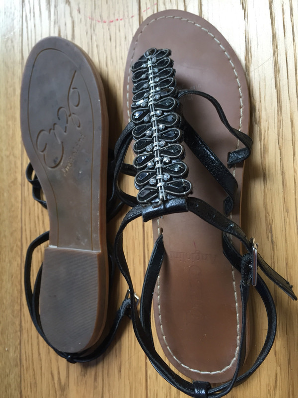 Sandales noires strass plates 2