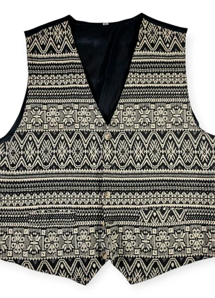 Gilet Vintage 90s aztèque tapestry Bolero noir beige grandpa XL, marque: Vintage Dressing, état: Très bon état, taille: XL, 19,90 €, 21,60 € Protection acheteurs (Pro) incluse