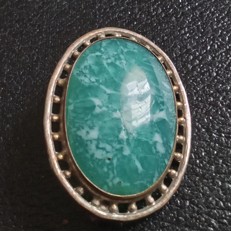 Jolie broche ancienne XIXème cabochon verre 3