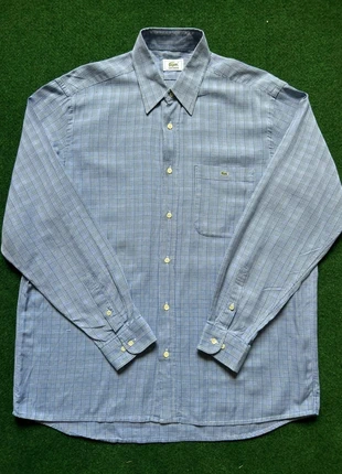Superbe chemise à carreaux Lacoste blanche et bleu taille XL avec logo brodé, brand: Lacoste, condizioni: Ottime, taglia: XL, €32.00, €34.30 include la Protezione acquisti