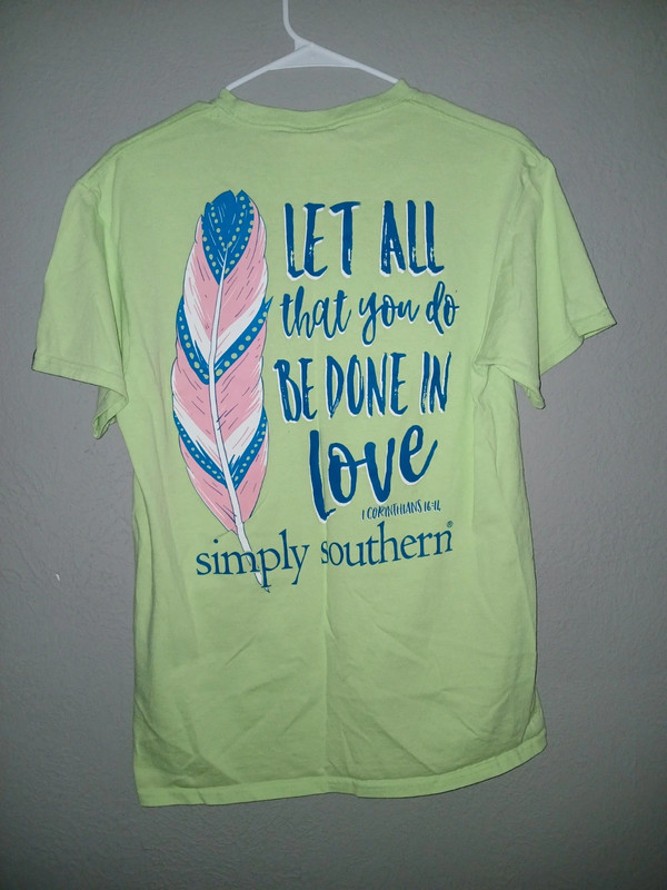 Simply Southern Let All That You Do Love Lime Green T Shirt 1