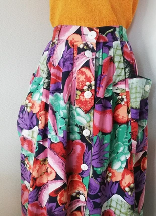 Jupe vintage taille haute motif fruit, brand: Vintage Dressing, condition: Very good, size: XL / 42 / 14, €26.00, €28.00 includes Buyer Protection