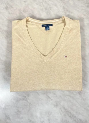 Pull Tommy Hilfiger beige col V homme Taille M – Maille coton premium élégante  Code 288N, brand: Tommy Hilfiger, condition: Very good, size: M, €24.00, €25.90 includes Buyer Protection Pro