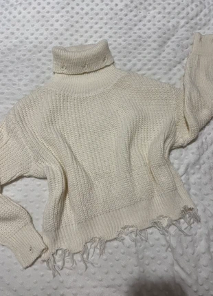 Maglione panna a collo alto con effetto sfrangiato, marque: Nessun Brand, état: Bon état, taille: Taille unique, 5,00 €, 5,95 € Protection acheteurs incluse