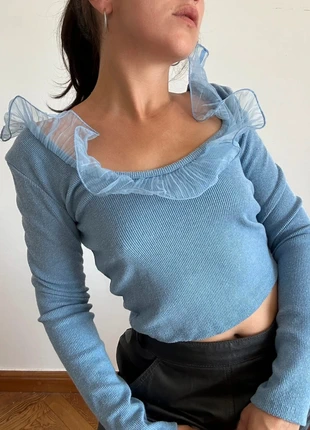 Crop Top à Volants - Zara - Taille 40 L, marque: Zara, état: Très bon état, taille: L / 40 / 12, 13,00 €, 14,35 € Protection acheteurs (Pro) incluse