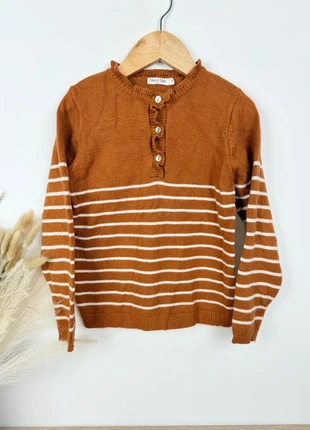 Eden et Victor Pull léger marinière marron creme 5ans fille, merk: Eden & Victor, staat: Heel goed, maat: 5 jaar / 110 cm, € 7,90, € 9,00 inclusief Kopersbescherming Pro