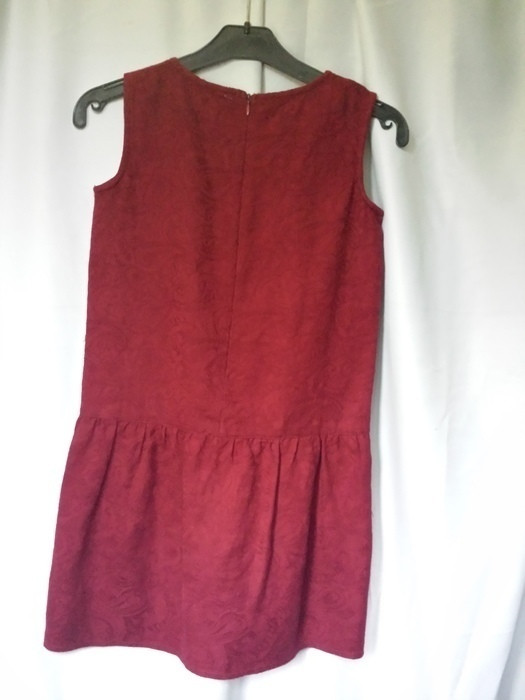 #robe 11 ans, motif #cachemire #bordeaux, coton épais, très chic, taille basse 2