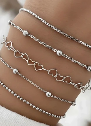 Lot de 5 Bracelets Argentés #176, brand: Boutique Parisienne, condizioni: Ottime, €6.95, €8.00 include la Protezione acquisti Pro