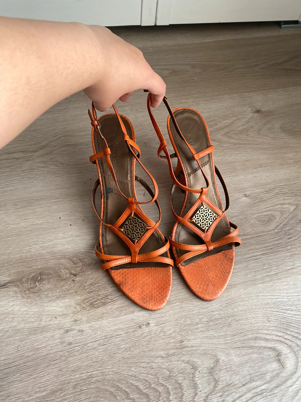 Vintage Y2k strappy sandals heels orange heels 2