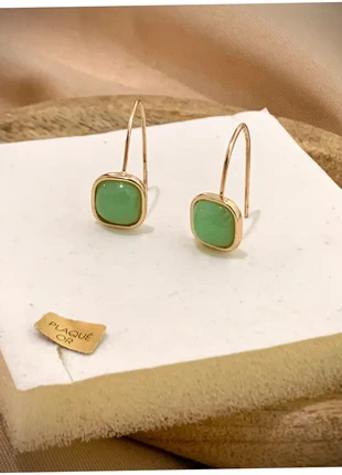 Jolies boucles d‘oreilles en pierre verte en laiton doré à l‘or fin, brand: Bijouterie, condizioni: Ottime, €25.00, €26.95 include la Protezione acquisti