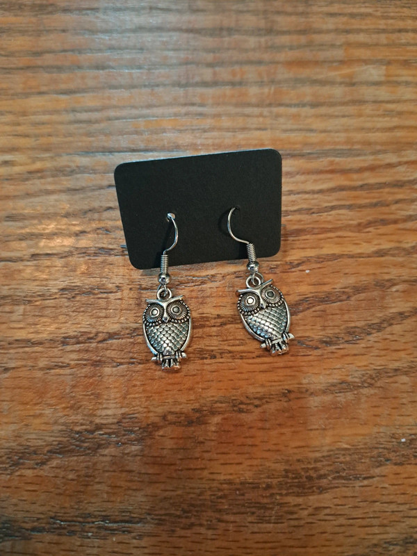 silver owl charm earrings 2