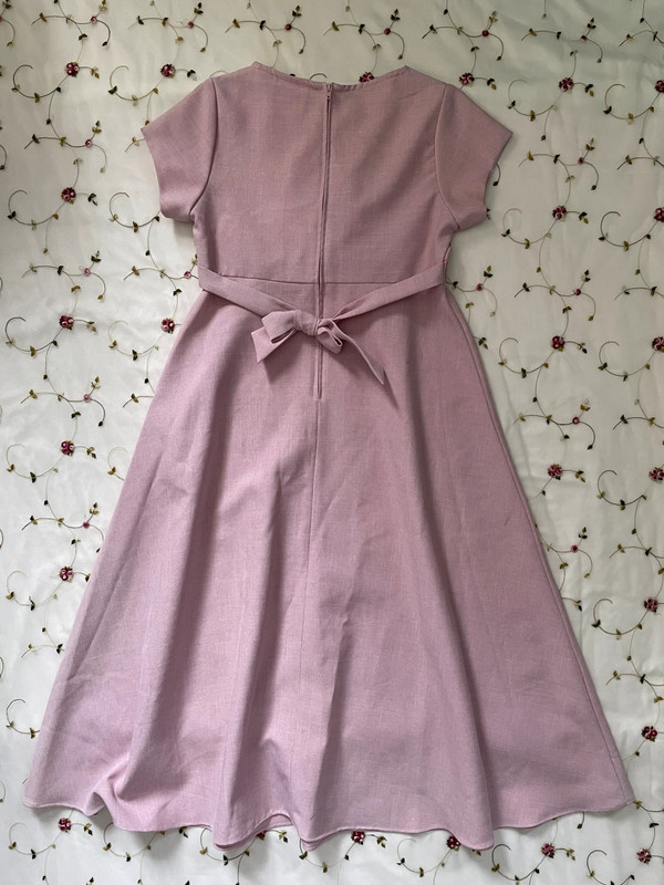 girls light bow pink dress 2