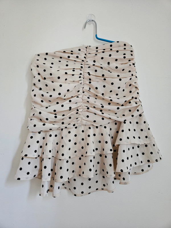 Jupe froufrou beige à pois 3