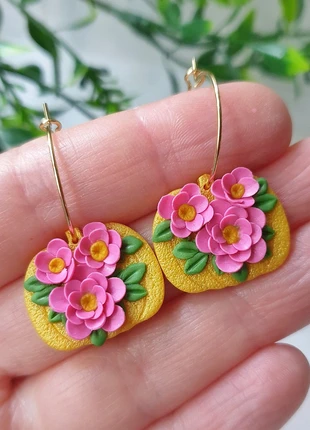 Boucles d'oreilles Citrouilles fleurie, merk: FIMO, staat: Nieuw zonder prijskaartje, € 11,00, € 12,25 inclusief Kopersbescherming Pro