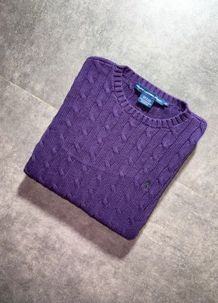 Pull torsadé Ralph Lauren | Col rond | Taille S | Violet logo vert, brand: Ralph Lauren, condizioni: Ottime, taglia: S / IT 40 / EU 36, €59.00, €62.65 include la Protezione acquisti