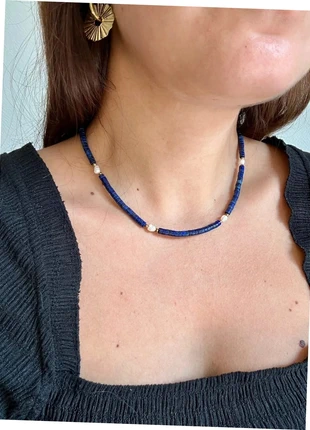 Collier pierres bleu & perles d’eau douce, brand: atelier balo, condition: Very good, €10.00, €11.20 includes Buyer Protection Pro